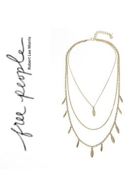 NWT Free People x Robert Lee Morris SoHo Fringe Feather Layered Necklace
